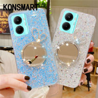 KONSMART เคสกระจกกระต่ายติดเพชรบลิง VIVO Y27 Y78 Y36 5G 4G VIVOY36เคสใส่โทรศัพท์เนื้อนุ่มเงางามแฟชั่นแวววาว