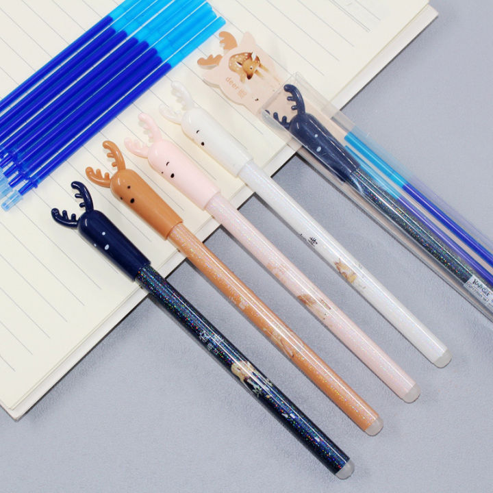 พร้อมส่ง-ปากกาเจลลายน้องกวาง-ปากกาลบได้-ปากกาเจลลายการ์ตูนน่ารัก-ปากกาลบได้-ปากกาเจลสีน้ำเงิน
