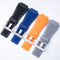 Suitable For 34x24mm Brand Quality Soft Dustproof Colorful Silicone Rubber Watchband Fit Bell Ross Strap BR01 BR03 Bracelet Belt logo