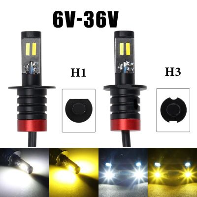 1Pcs H1 H3 Led Lamp Car Fog lights Day Driving Light Auto H3 H1 Led Bulbs Car Headlight Car Accessories Two-color white N yellow Bulbs  LEDs  HIDs