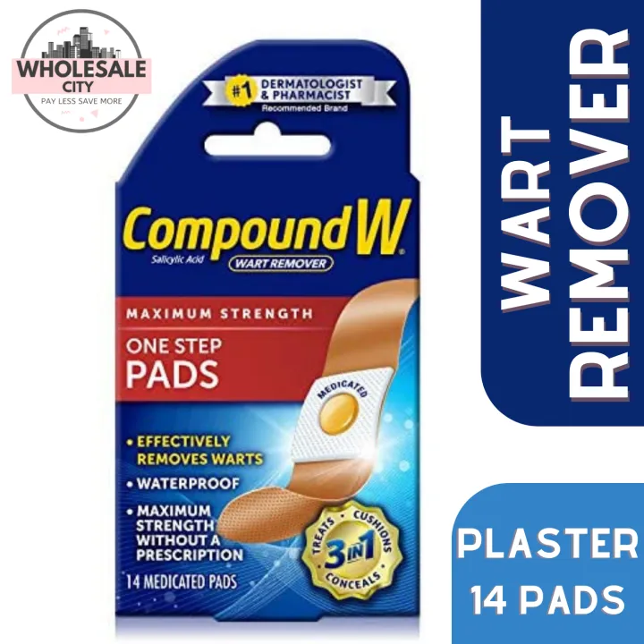 Compound W Maximum Strength One Step Pads Effective Salicylic Acid Wart Remover 14 Medicated