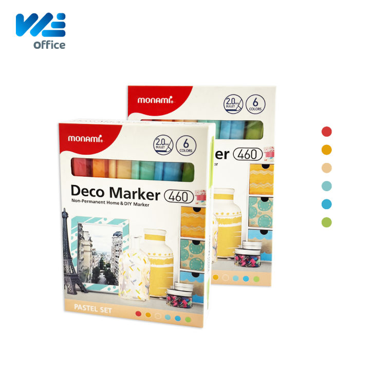 monami-โมนามิ-ปากกามาร์คเกอร์-รุ่น-deco-marker-460-ชุด-6-สี