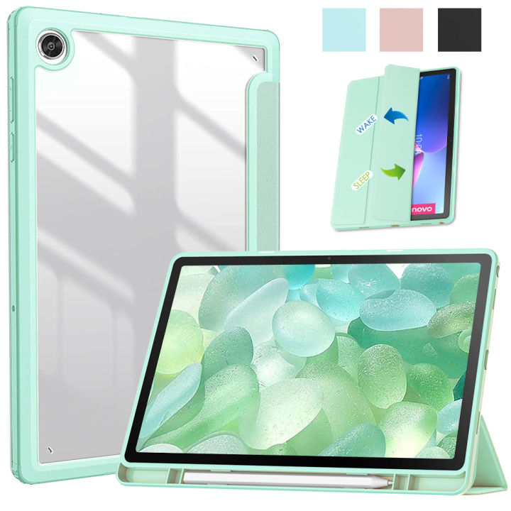 for Lenovo Tab M10 Plus Case  Inch 2022 3rd Gen with Pencil Holder,Auto  Wale Sleep Smart Flip Cover with Clear Transparent Back Shockproof Case for Lenovo  Tab M10 Plus 3rd Gen
