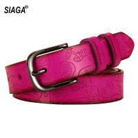 Fashion Design Floral Pattern Rose Red Genuine Leather Female Belt Womens Pin Buckle Metal Belts 28mm Wide 2021 FCO082