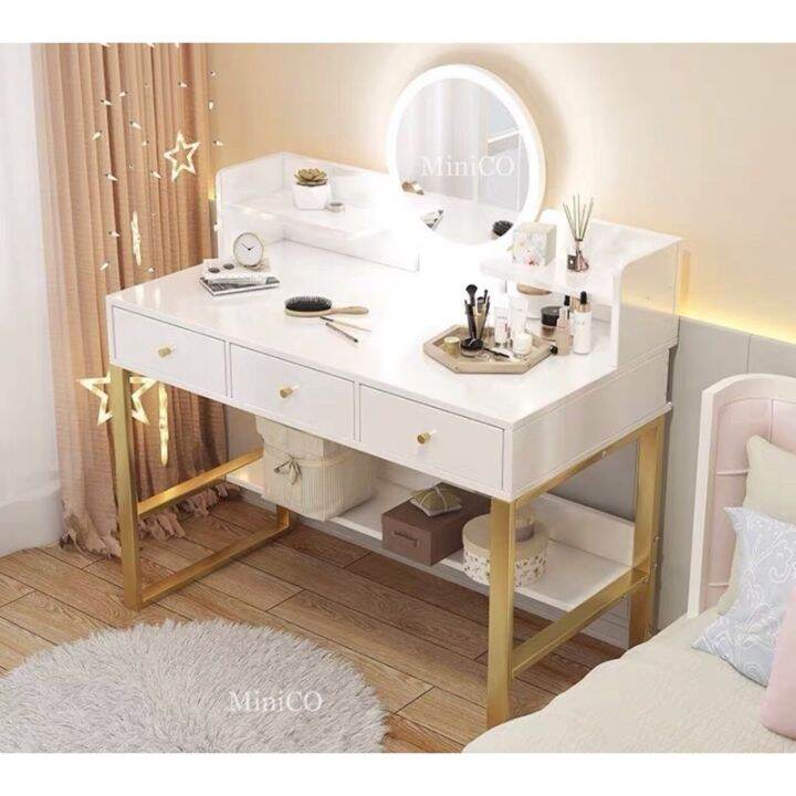 Dressing table with mirror Nordic Dressing Table LED Lighting Mirror 2