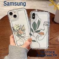 Branch Illustration Transparent Shockproof  Silicone Airbag Case Tidbits Pattern Compatible for Samsung S21 S22 S23 Ultra A14 A13 A12 A04S A03S A52 A51 A71 A34 A50 A50S A02s A22 A32 A23 A54 A11 Phone Case Air Cushion TPU Protective Cover