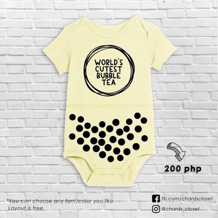 Customized World's Cutest Bubbletea Print on Baby Onesie Lazada PH