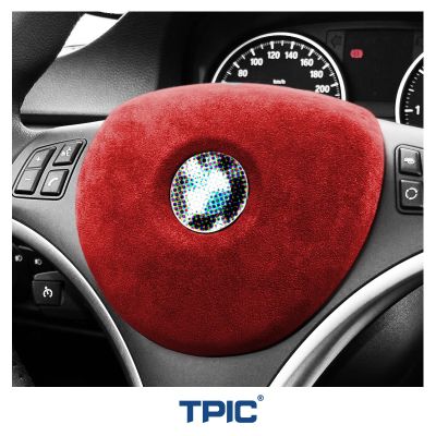 TPIC ALCANTARA สำหรับ BMW E90 E92 E93 E81 3ชุด2005-2012พวงมาลัยตัดแต่งสติกเกอร์ฝาครอบ ABS สติ๊กเกอร์รถเครื่องประดับภายใน
