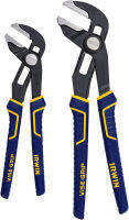 IRWIN VISE-GRIP GrooveLock Pliers Set, Straight Jaw, 2-Piece (1802532) Black, 2-pack (8", 10")