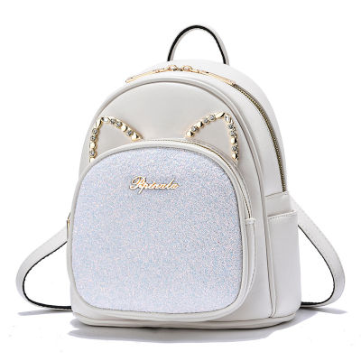 Brand Diamond Ita Sequin Women Backpack 2021 Rhinestone Lovely Cat Womens Female Leather Backpack Korea Dual-use Shoulder Bag