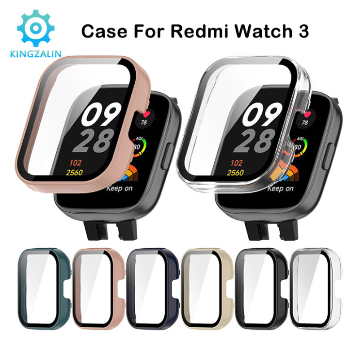 Kingzalin For Redmi Watch 3 PC Case Tempered Glass Full Cover
