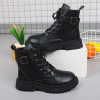 รองเท้าบูทมาร์ตินสำหรับเด็กผู้หญิงรองเท้า Sepatu BOOT Pendek เจ้าหญิงแฟชั่นฤดูใบไม้ผลิและฤดูใบไม้ร่วงสไตล์อังกฤษรองเท้าหนังขนาดเล็กหล่อ Tznret168สำหรับเด็กผู้ชาย