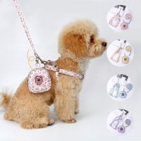 Pet Harness Leash Set Floral Dog Backpack Chest Harness Adjustable Size for Small Medium Dogs Cats Puppy Accessories Leashes