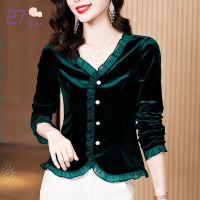 27เด็กผู้หญิงกำมะหยี่ Bottoming เสื้อแฟชั่น Slim Fit เสื้อแขนยาว Elegant ครึ่งคอเต่า Cardigan Tops