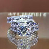 WUKALO Gorgeous Set Rings for Women Luxury Engagement Wedding Accessories Full Bling Bling CZ Statement 2Pcs Rings New Jewelry