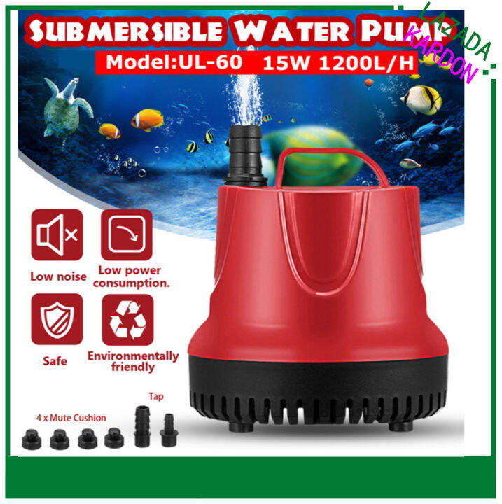 25W1500L/H Water Submersible Pump Flow Rate Fountain Aquarium Water