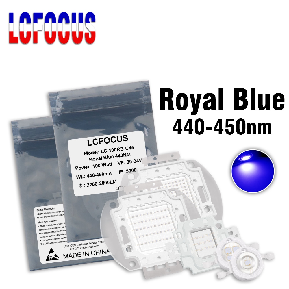1Pcs 100W Watt High Power Royal Blue 440-450nm SMD LED Chip COB Lamp Lights 