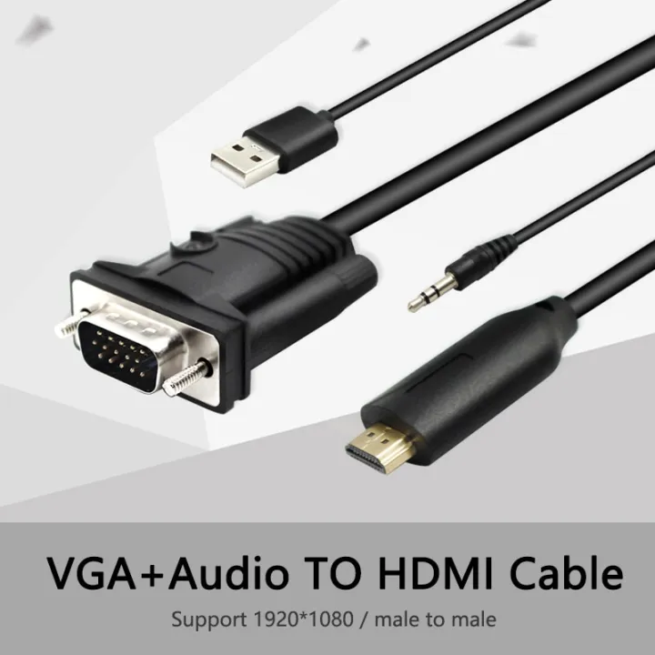 VGA With Audio To HDMI Cable Converter Decoder Adapter 1.8M Male To