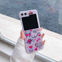 เคสแบบฝาพับสำหรับ Samsung Galaxy Z Flip 5 Rose ดอกไม้ทาสีเคสโทรศัพท์แสนสร้างสรรค์ PC เคสใส