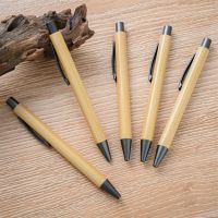 Bamboo Wood Ballpoint Pen 1.0mm Bullet Tip Creative Bamboo Press Pen Smooth Writing Pen With Ink Refill Office School Stationery