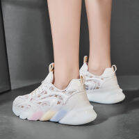INS Chunky Women Sneakers Female Running Sports White Shoes Rainbow Sole Luxury Height Increasing Zapatillas Mujer Size EU 35-39