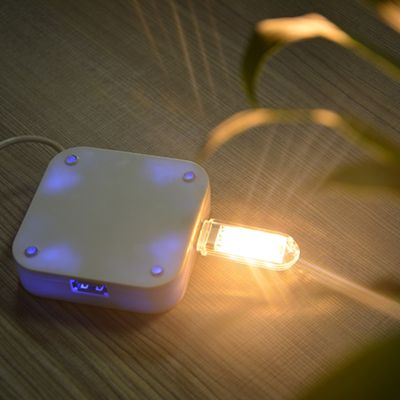 ruyifang พวงกุญแจแบบพกพา USB Power 3 LED สีขาวไฟกลางคืนรูปตัว U โคมไฟ w/ ฝาครอบ