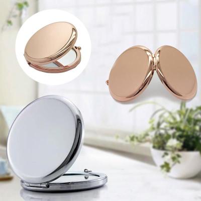1Pc Portable Metal Round Makeup Mirror Solid Color Double-Side Pop-Up Pocket Mirror Beauty Accessories Rose Gold Mirrors