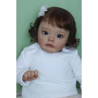 60CM Hand-Detailed Painting 3D Skin Real Baby Size Reborn Doll Sue-Sue Tone Hand Rooted Brown Hair Top Quality