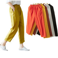 Womens M-4XL Harem Pants Size Thin Loose Cotton Trousers Ladies Wear Large Nine-Point Carrot With Korean