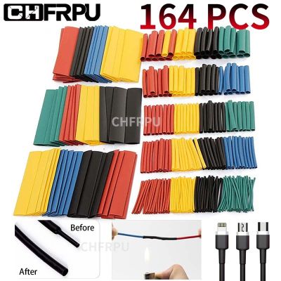 【cw】 164pcs Shrink Tube Shrinking Assorted Polyolefin Insulation Sleeving Tubing Wire Cable 8 Sizes 2:1