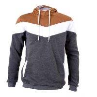 New Autumn&amp;Winter Patchwork Hooded Slim fit Thick fleece Sweater mens clothing - dark gray L