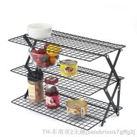 hyfvbu▨  Outdoor Camping Iron Storage Shelf Tool-free Folding Desktop 3 Layers Accessories