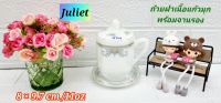 1 ชุด ชุดแก้วมีหูพร้อมฝาเนื้อมุกและจานรอง ลาย Juliet แก้วน้ำชา แก้วกาแฟ แก้วเนื้อมุก