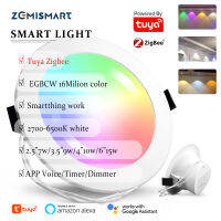 Zemismart Tuya Zigbee 3.0สมาร์ทRGBCW LEDโคมดาวน์ไลท์เพลงSync ไฟติดตั้งเพิ่มหรี่แสงได้,2700-6500K,การควบคุมด้วยเสียงโดยAlexaEcho Plusโดยตรง,ทำงานร่วมกับ ผ่านZigbee Hub