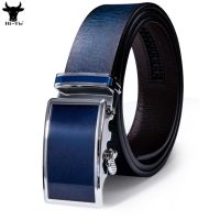 【CW】 Hi-Tie Mens Belts Metal Leather Ratchet Adult Waist for Men Jeans Wedding