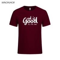 God Is Good All The Time Funny Letter Print T Shirt Men Casual Short Sleeve Round Neck Tees Shirt Religious Belief Tops S-4XL-5XL-6XL