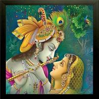 Radha Krishna รูปปั้นเทวรูปภาพวาดพร้อมกรอบรูปปั้นเทวรูปสำหรับตกแต่งศิลปะบนผนังทางศาสนาดีไซน์แบบกันแสงยูวี