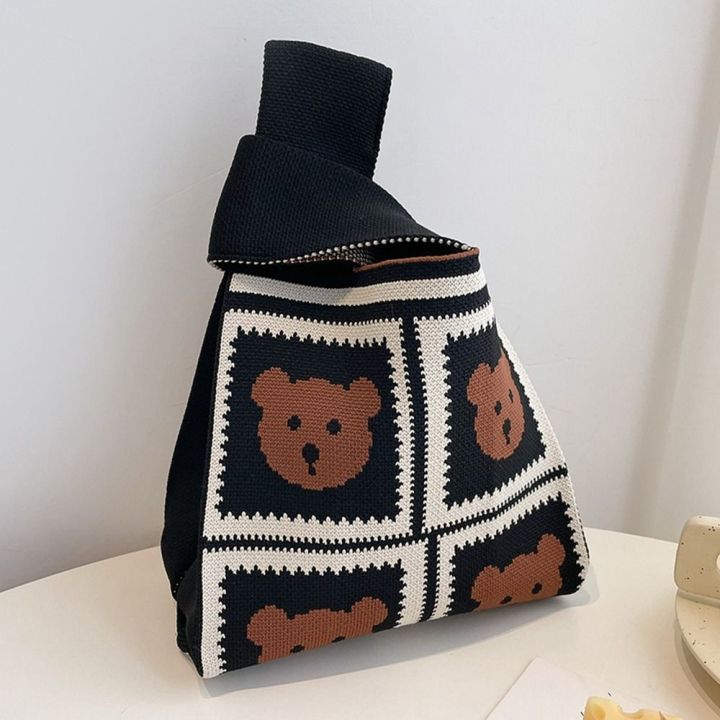 adop-หมีสำหรับเด็ก-กระเป๋าข้อมือปม-กระเป๋าโท้ท-ผ้าทอทอ-กระเป๋าถักนิตติ้ง-แบบพกพาได้-ถุงช้อปปิ้งถุง-สาวๆ