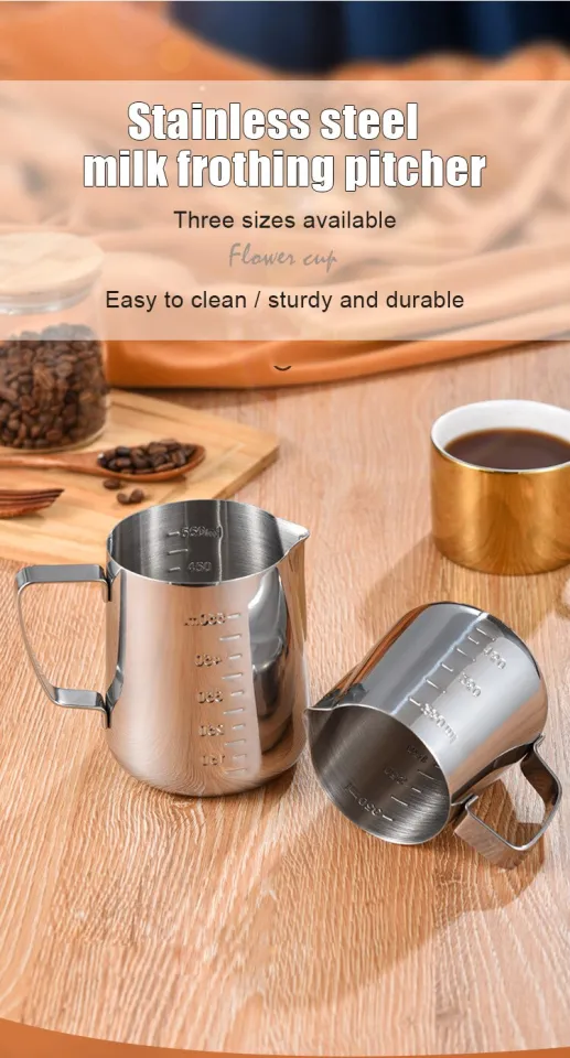 Stainless Steel Milk Frothing Jug Silver Frother Coffee Latte Container Metal  Pitcher Barista Cup