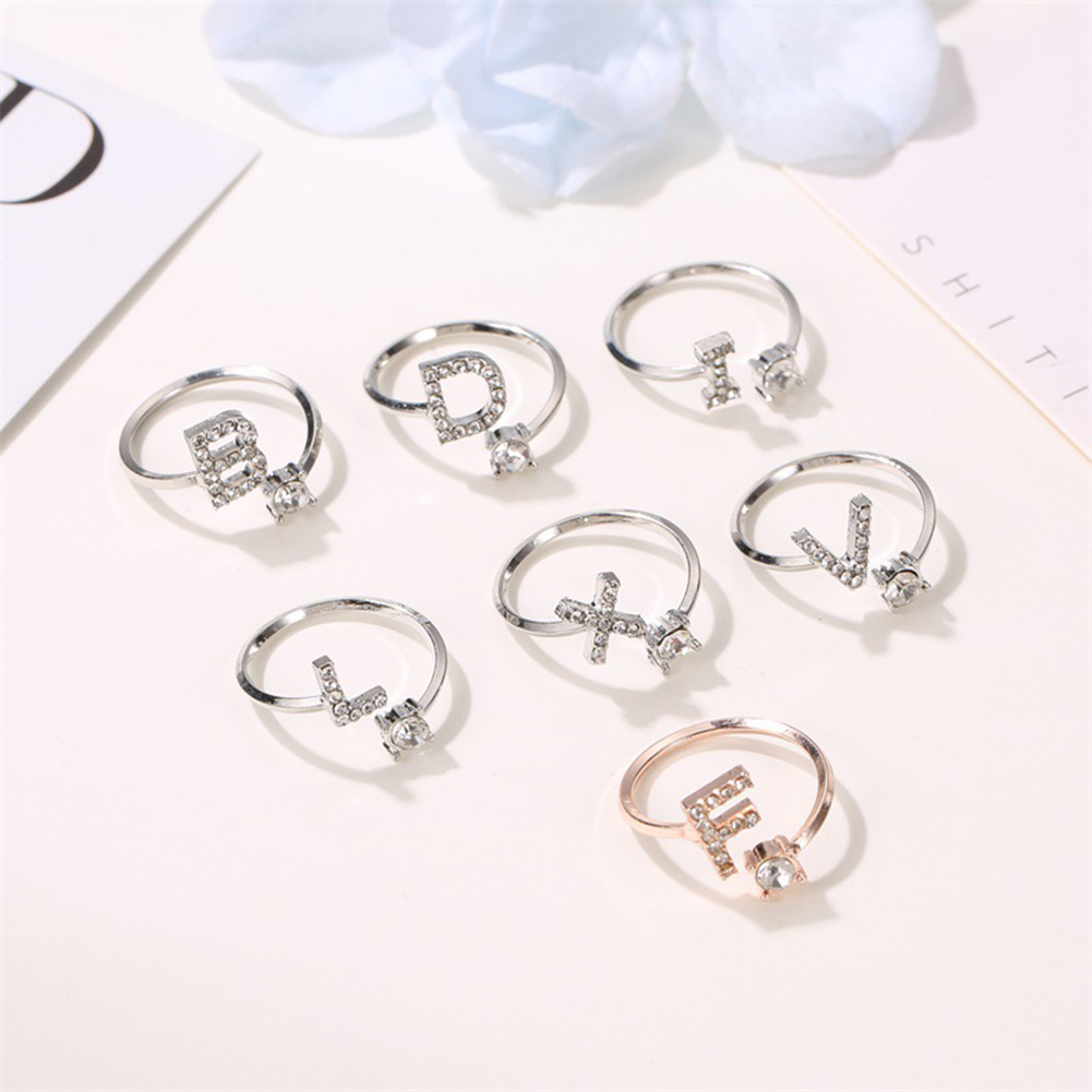 CHILDRENS INITIAL LETTER R ADJUSTABLE SILVER TONE COSTUME JEWELRY RING 