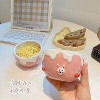 （glistening shop） MPK New SeriesCartoon Relief BowlHeavy IndustryRabbit Hand Painted Cream Bowl