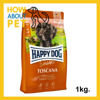 อาหารสุนัข Happy Dog Sensible Toscana อาหารสุนัขโต ทำหมัน และควบคุมน้ำหนัก สูตรเนื้อเป็ดและปลาแซลมอน 1กก. (1ถุง) Happy Dog Sensible Toscana Premium Dog Food Gluten-free with Low-