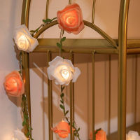 6M40Leds ขนาดเล็กสีขาว Rose ดอกไม้ Vine Led Fairy String ไฟจำลองโคมไฟ String Foam งานแต่งงานวันเกิด Party Home Diy Decor