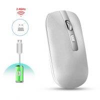 SmartPhonemall HXSJ M30 Rechargeable Wireless Mouse Metal Wheel Mute 2.4G Office Mouse 500 mAh Built-in(Silver)