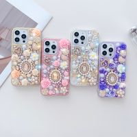 เคสโทรศัพท์ขวดน้ำหอมเพชรสุดหรูสำหรับ14 Pro Max 13 12 11 X XR XS 7 8 Plus เคสคริสตัลพลอยเทียมลายดอกกุหลาบ