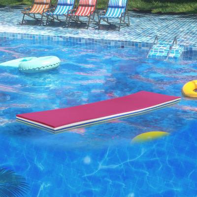 แพลอยน้ำ3ชั้นเสื่อลอยน้ำสระว่ายน้ำลอยพื้นผิว110cmx40x3.2cm เรียบทนทานสำหรับเด็กวัยรุ่นเตียงนอนน้ำสีชมพูสีขาวสีฟ้า