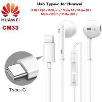 HUAWEI CM33 Earphone USB Type-C In Ear Hearphone Headset Mic Volume HUAWEI Mate 10 20 30 Pro 20 X RS P10 20 30 Note 10