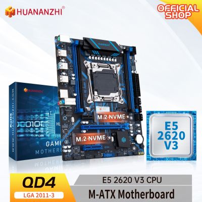 Huanzhi มาเธอร์บอร์ด X99 X99 QD4 LGA 2011-3 XEON พร้อม E5 Intel 2620 V3 DDR4หน่วยความจำ NON-ECC RECC Combo ชุดคิท NVME SATA