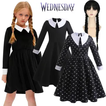 3-10 Years Kids Girls/women Wednesday Addams Series Cosplay Party Costume  Set Dress/outfit Fancy Dress Up Gifts