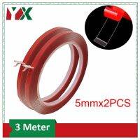 YX 2ม้วนเทปกาวสองหน้า3M 5mmx สติกเกอร์ไม่มีร่องรอยโปร่งใสสำหรับแถบไฟ LED รถโทรศัพท์พื้นฐานแก้ไข